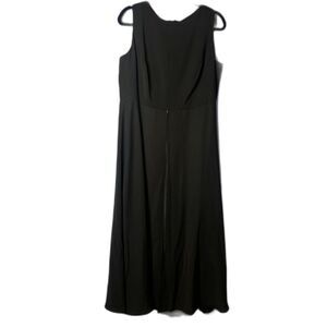 Adrianna Papell Black Evening Dress w/ White Pants Underneath Split Front Sz 16W
